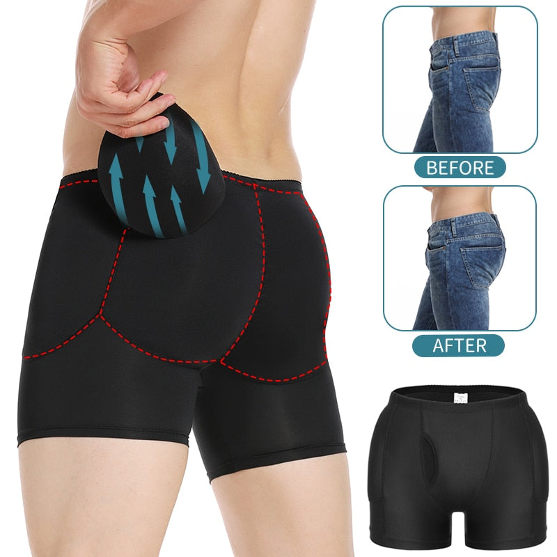 Men Padded Enhancing Underwear Shapewear Butt Lifter Boxer Briefs Panties  Shaper
